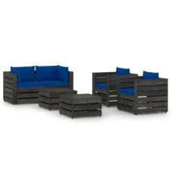 VidaXL 6-tlg. Garten-Lounge-Set Mit Kissen Grau Imprägniertes Holz