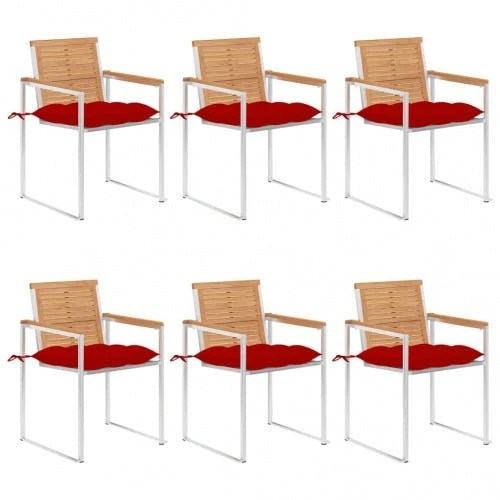 Gartenstuhl Mit Kissen Massivholz Teak| VidaXL : Farbe - Rot 6 Gartenstuhl Mit Kissen Massivholz Teak| VidaXL : Farbe - Rot – Bild 4
