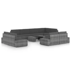 VIDAXL 10-tlg. Garten-Lounge-Set Mit Kissen Grau Poly Rattan