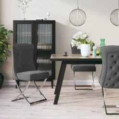 VidaXL Esszimmerstuhl Grau 53x52x98 Cm Samt & Edelstahl