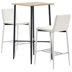 Vidaxl 9 VidaXL 3-tlg. Bar-Set Kunstleder Weiß