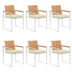 Vidaxl 21 6 Stk. Gartenstühle Mit Kissen Massivholz Teak | VidaXL : Farbe - Cremeweiß