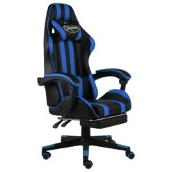 VidaXL Gaming-Stuhl Mit Fußstütze Schwarz Und Blau Kunstleder